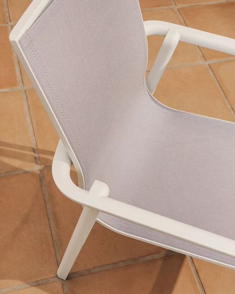 Stapelbarer Outdoor-Stuhl Canea aus beigem Texteline und Aluminium in Ecru von Kave Home – Bild 3