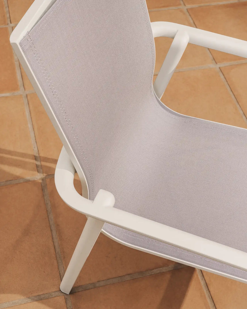 Stapelbarer Outdoor-Stuhl Canea aus beigem Texteline und Aluminium in Ecru von Kave Home – Bild 3