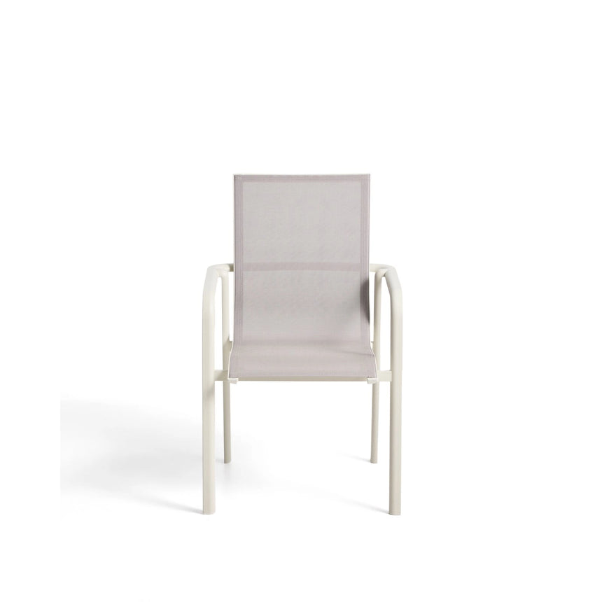 Stapelbarer Outdoor-Stuhl Canea aus beigem Texteline und Aluminium in Ecru von Kave Home – Bild 5
