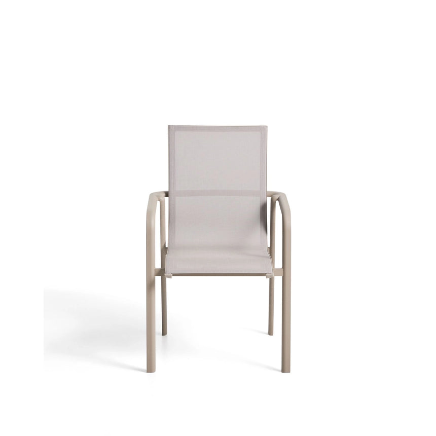 Stapelbarer Outdoor-Stuhl Canea aus beigem Texteline und Aluminium in Taupe von Kave Home – Bild 5