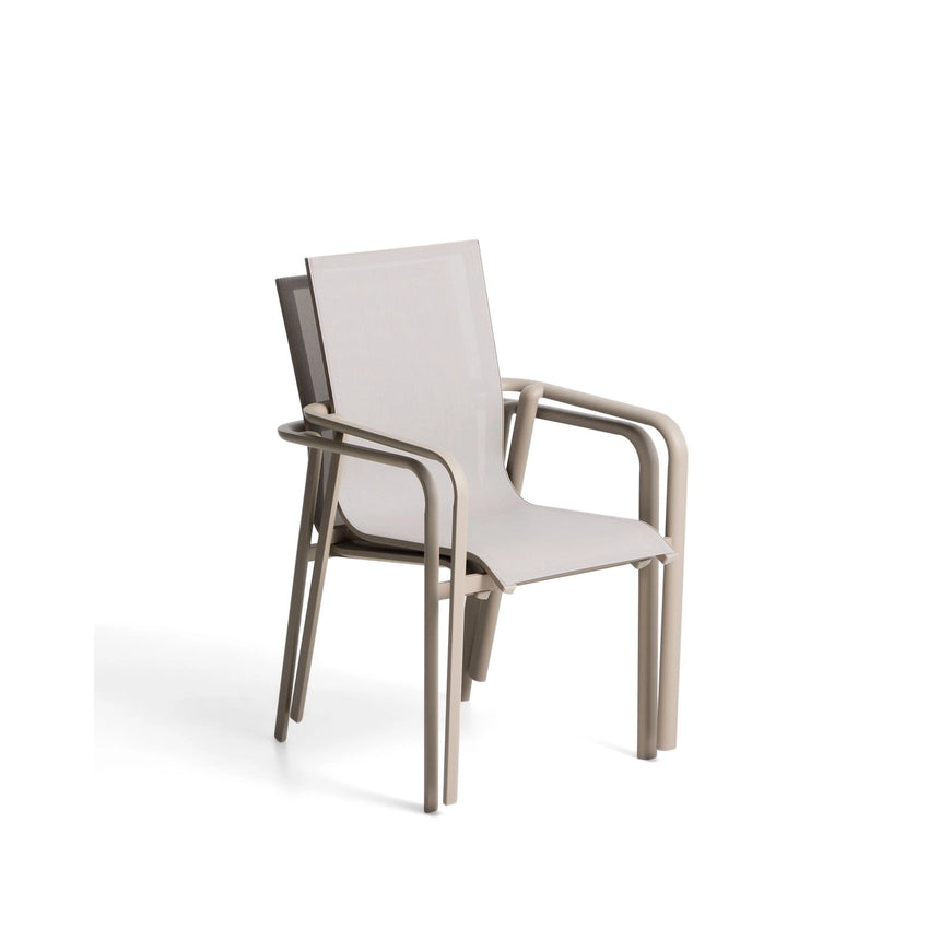 Stapelbarer Outdoor-Stuhl Canea aus beigem Texteline und Aluminium in Taupe von Kave Home – Bild 6