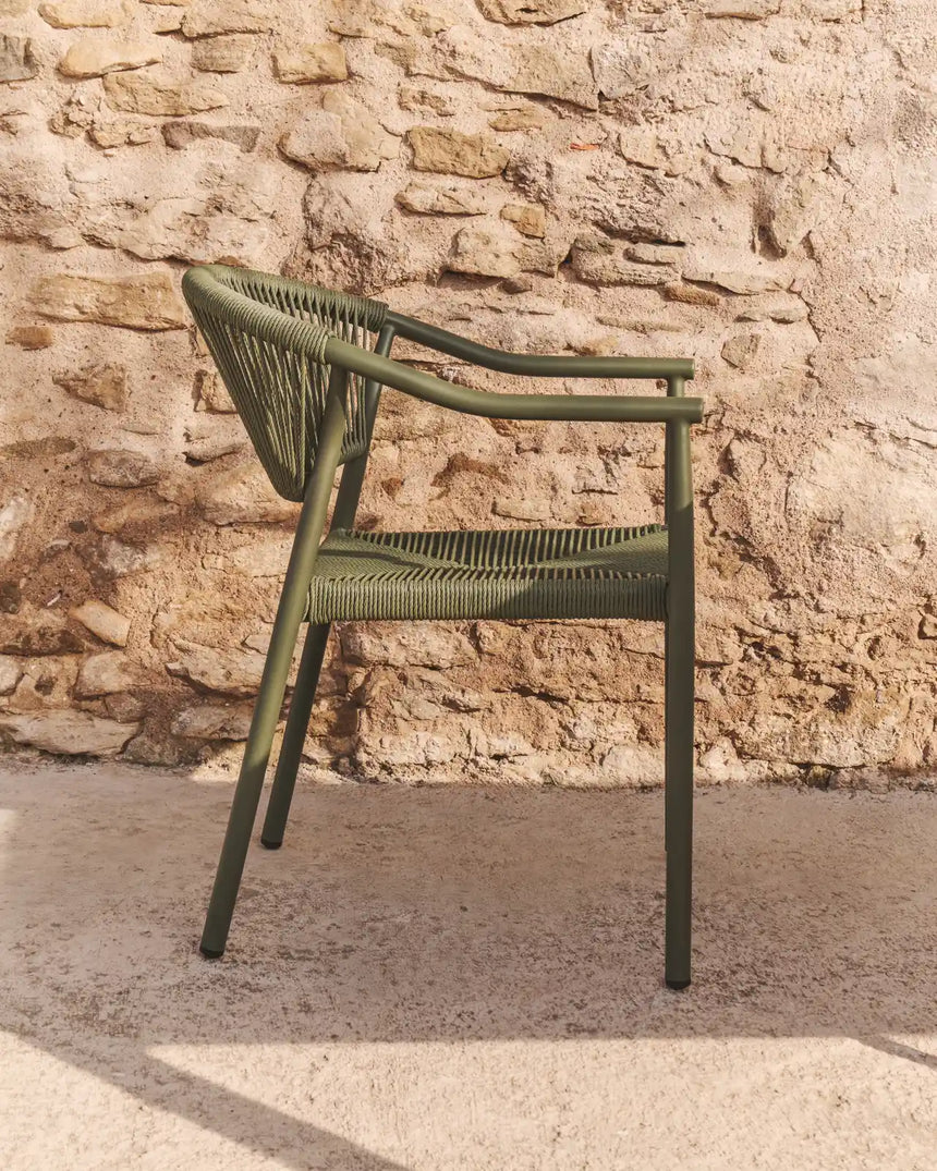 Stapelbarer Outdoor-Stuhl Livadia aus Aluminium in Grün von Kave Home – Bild 3
