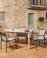 Stapelbarer Outdoor-Stuhl Luri aus Aluminium in Grün und beigem Texteline von Kave Home – Bild 4