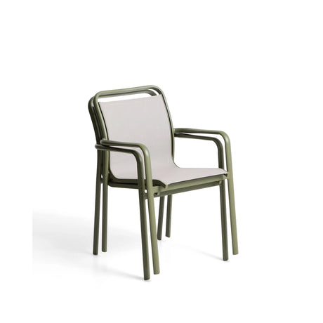 Stapelbarer Outdoor-Stuhl Luri aus Aluminium in Grün und beigem Texteline von Kave Home – Bild 6