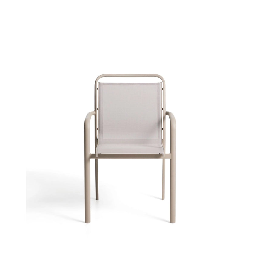 Stapelbarer Outdoor-Stuhl Luri aus Aluminium in Taupe und beigem Texteline von Kave Home – Bild 6