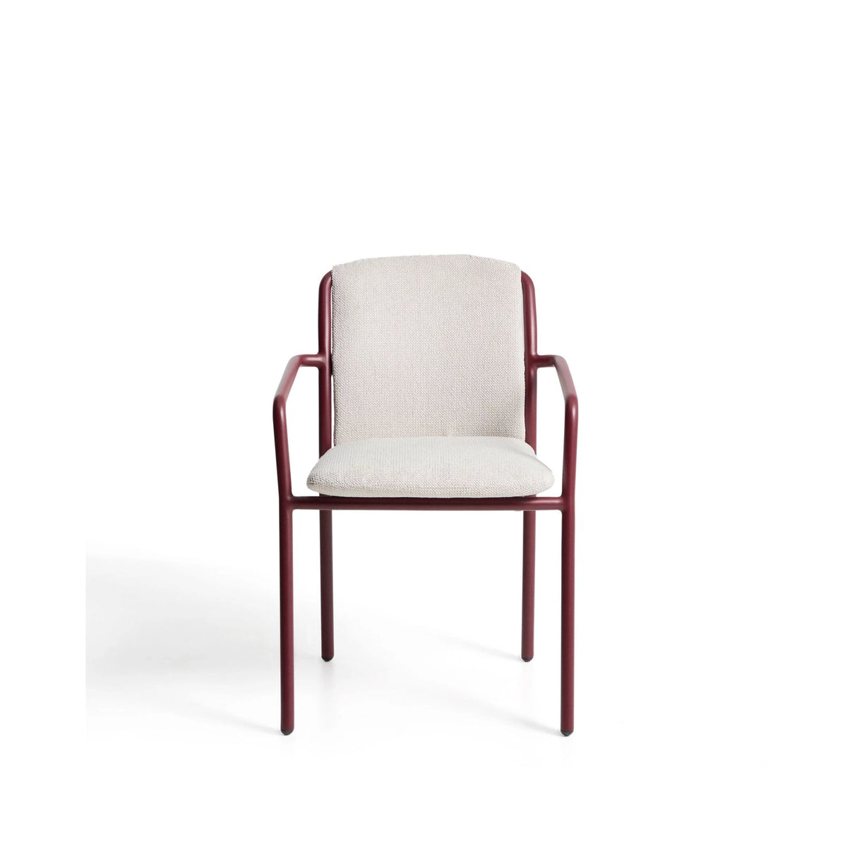 Stapelbarer Stuhl Linosa aus Aluminium in Granatrot mit beigem Kissen von Kave Home – Bild 2