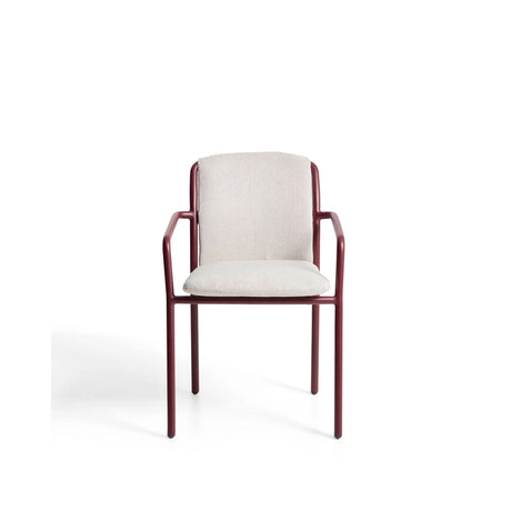 Stapelbarer Stuhl Linosa aus Aluminium in Granatrot mit beigem Kissen von Kave Home – Bild 2