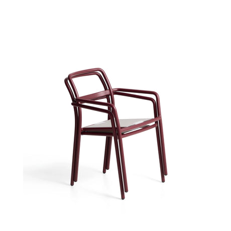 Stapelbarer Stuhl Linosa aus Aluminium in Granatrot mit beigem Kissen von Kave Home – Bild 3