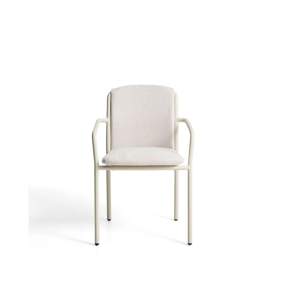 Stapelbarer Stuhl Linosa aus Aluminium in Naturfarbe mit beigem Kissen von Kave Home – Bild 2