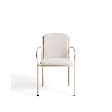 Stapelbarer Stuhl Linosa aus Aluminium in Naturfarbe mit beigem Kissen von Kave Home – Bild 2