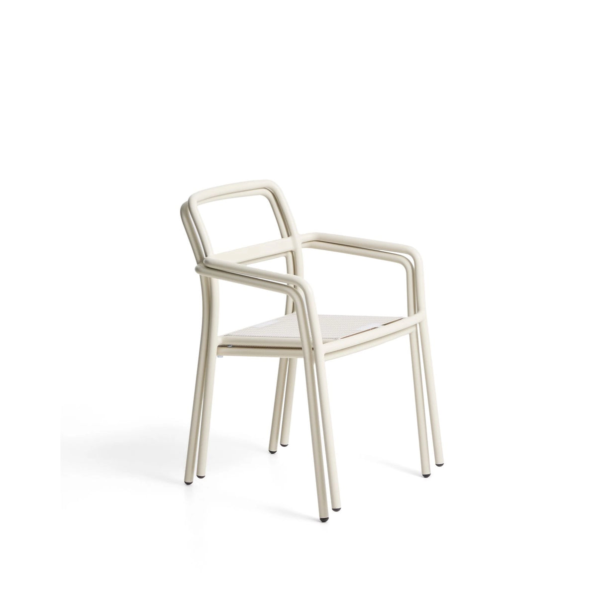 Stapelbarer Stuhl Linosa aus Aluminium in Naturfarbe mit beigem Kissen von Kave Home – Bild 3