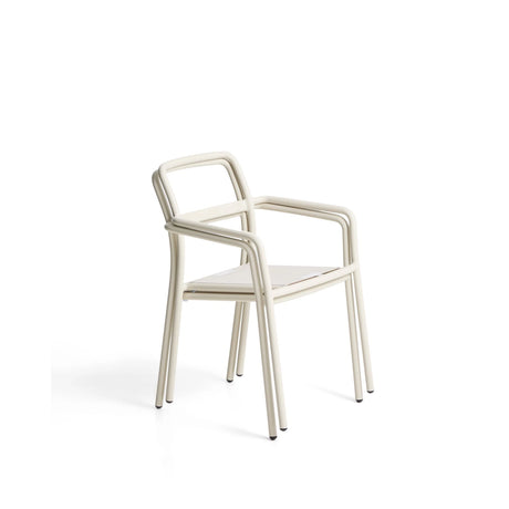 Stapelbarer Stuhl Linosa aus Aluminium in Naturfarbe mit beigem Kissen von Kave Home – Bild 3