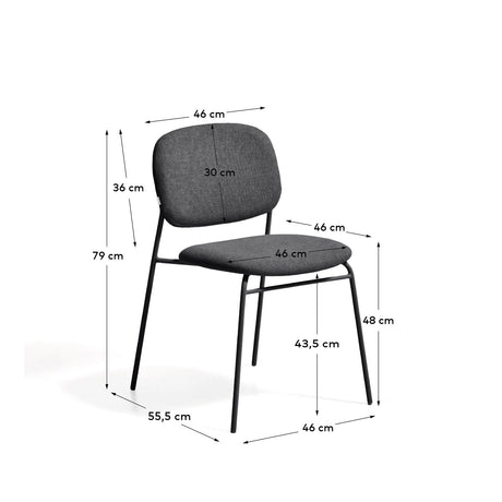 Stapelbarer Stuhl Meli mit Chenille und Metallbeinen FSC Mix Credit von Kave Home – Bild 3