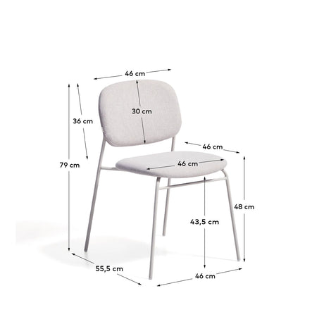 Stapelbarer Stuhl Meli mit beiger Chenille und beigen Metallbeinen FSC Mix Credit von Kave Home – Bild 3