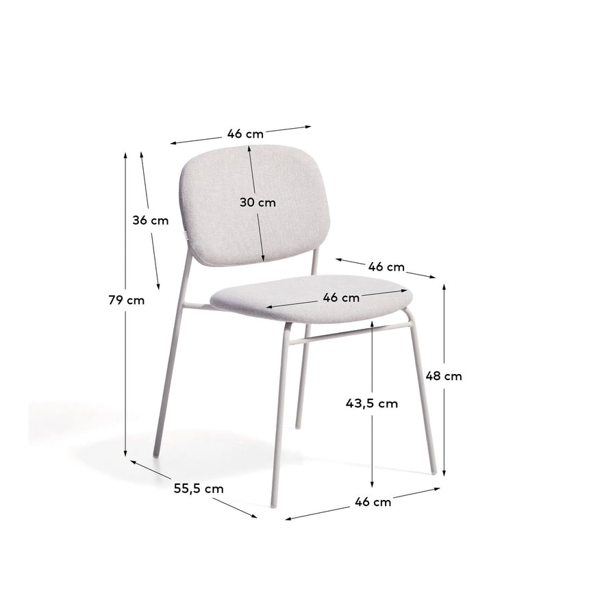Stapelbarer Stuhl Meli mit beiger Chenille und beigen Metallbeinen FSC Mix Credit von Kave Home – Bild 3