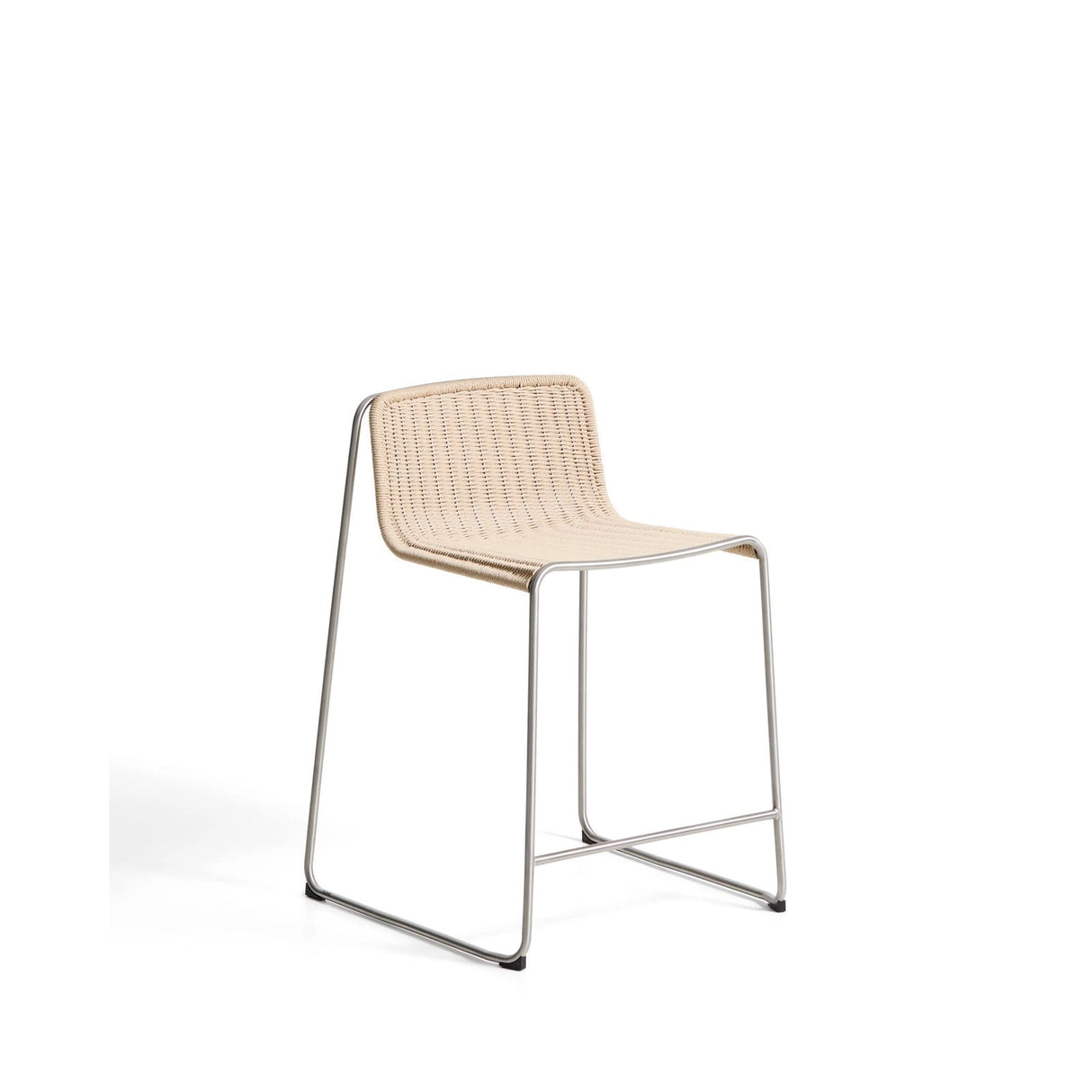 Stapelhocker Tavari aus beigefarbenem Synthetikseil und Edelstahl in gebürsteter Optik, 65 cm von Kave Home – Bild 1