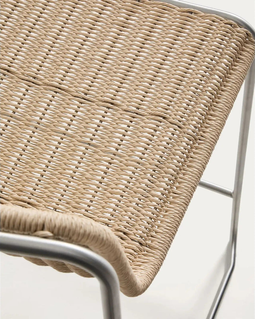 Stapelhocker Tavari aus beigefarbenem Synthetikseil und Edelstahl in gebürsteter Optik, 65 cm von Kave Home – Bild 10