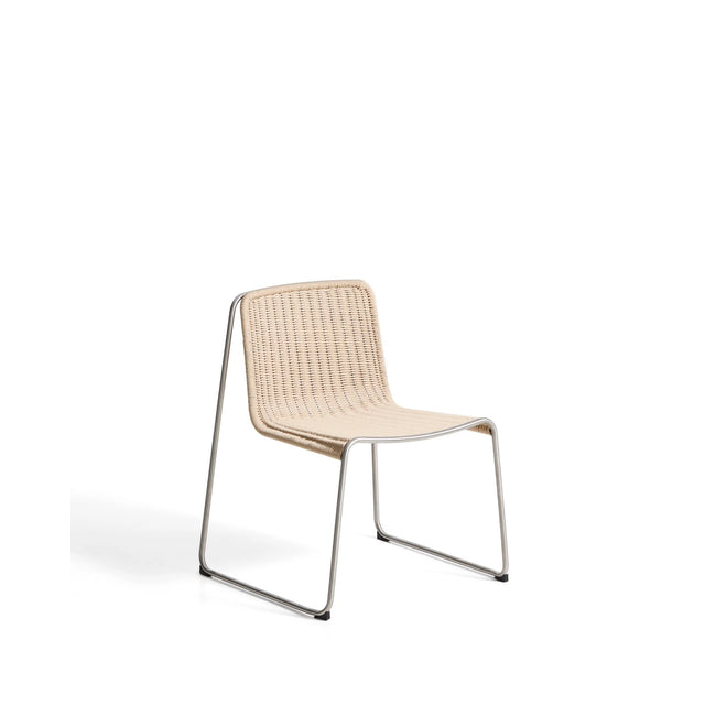 Stapelstuhl Tavari aus beigefarbenem Synthetikseil und Edelstahl in gebürsteter Optik von Kave Home – Bild 1