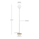 Stehlampe Brisia aus Metall mit gebürstetem Messing-Finish und einer mattierten Glaskugel Ø 25 cm von Kave Home – Produktbild 3