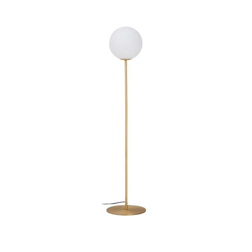 Stehlampe Brisia aus Metall mit gebürstetem Messing-Finish und einer mattierten Glaskugel Ø 30 cm von Kave Home – Bild 1