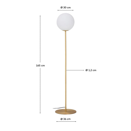 Stehlampe Brisia aus Metall mit gebürstetem Messing-Finish und einer mattierten Glaskugel Ø 30 cm von Kave Home – Bild 3