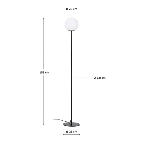 Stehlampe Brisia aus Metall mit schwarzem Finish und einer Glaskugel Ø20 cm von Kave Home – Bild 3