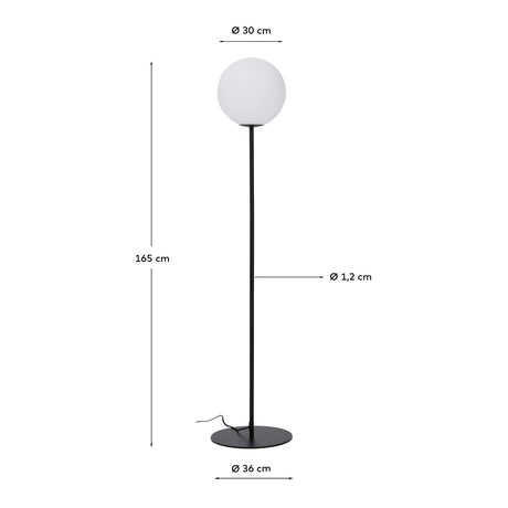 Stehlampe Brisia aus Metall mit schwarzem Finish und einer Glaskugel Ø 30 cm von Kave Home – Produktbild 3