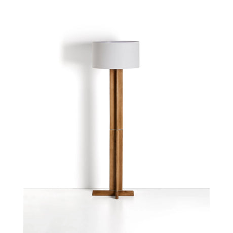 Stehlampe Niani aus Kautschukholz mit Finish in Naturton und elfenbeinfarbenem Baumwollschirm von Kave Home – Bild 1