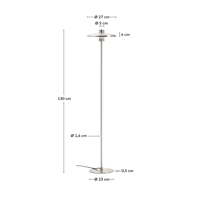 Stehlampe Nuvira aus hellgrauem gebürstetem Metall von Kave Home – Bild 6