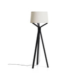 Stehlampe Ubira aus Eichenholz mit schwarzem Finish mit Lampenschirm aus Leinen von Kave Home – Bild 1