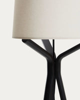Stehlampe Ubira aus Eichenholz mit schwarzem Finish mit Lampenschirm aus Leinen von Kave Home – Bild 5
