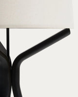Stehlampe Ubira aus Eichenholz mit schwarzem Finish mit Lampenschirm aus Leinen von Kave Home – Bild 6