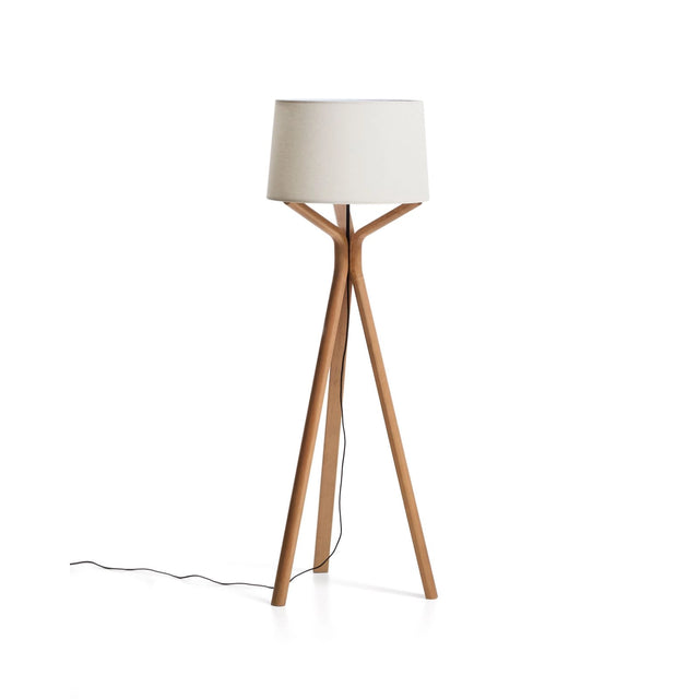 Stehlampe Ubira aus Eschenholz mit Lampenschirm aus Leinen von Kave Home – Bild 1