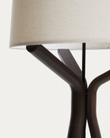 Stehlampe Ubira aus Eschenholz mit dunklem Finish mit Lampenschirm aus Leinen von Kave Home – Bild 4