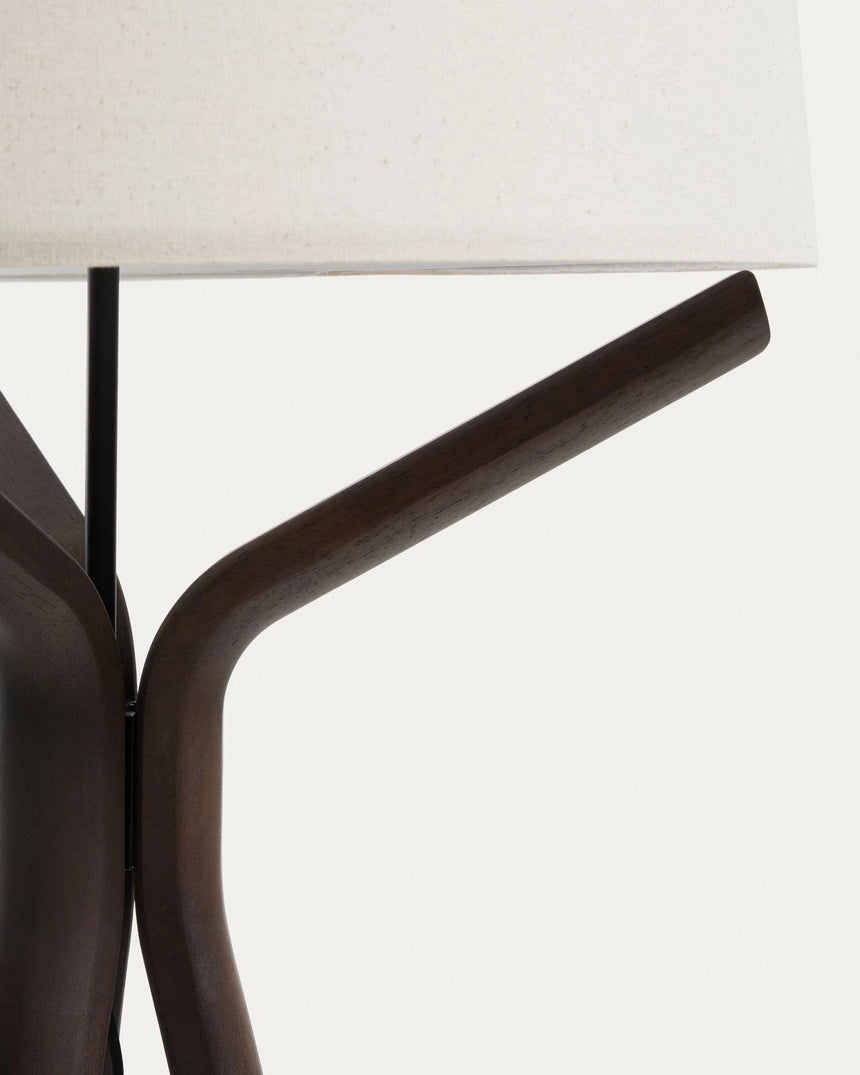 Stehlampe Ubira aus Eschenholz mit dunklem Finish mit Lampenschirm aus Leinen von Kave Home – Bild 5
