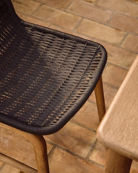 Stuhl Alipa aus massivem Akazienholz und dunkelgrauem Seil, FSC 100 % von Kave Home – Bild 3