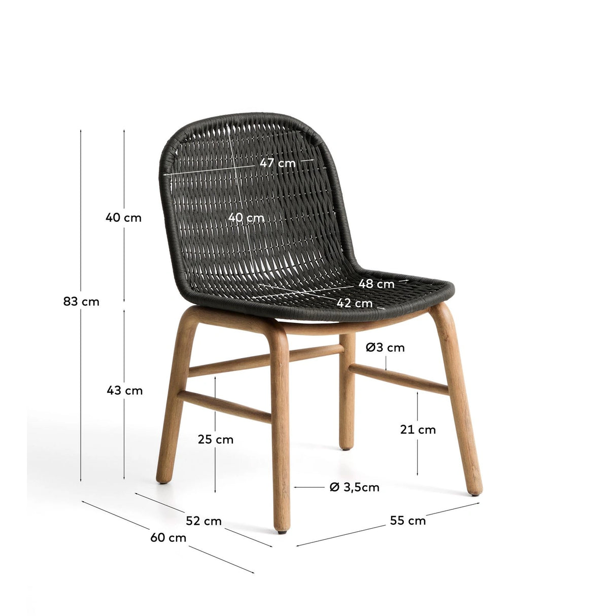 Stuhl Alipa aus massivem Akazienholz und dunkelgrauem Seil, FSC 100 % von Kave Home – Bild 4