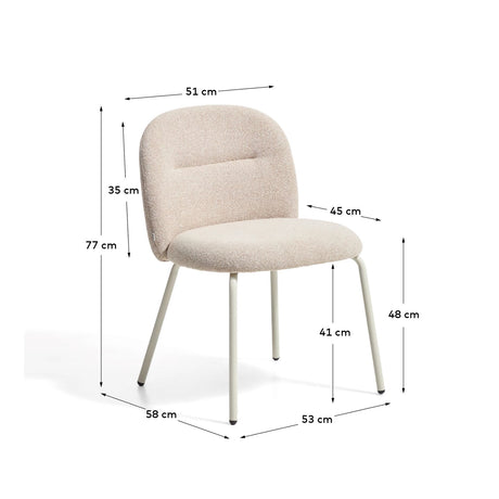 Stuhl Arino mit beiger Chenille und beigen Metallbeinen  von Kave Home – Bild 4