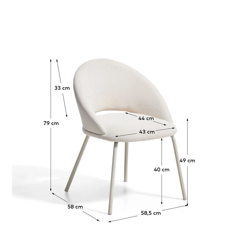 Stuhl Bonali mit beiger Chenille und beigen Metallbeinen, FSC Mix Credit von Kave Home – Bild 4