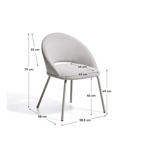 Stuhl Bonali mit grauer Chenille und Beinen aus grauem Metall, FSC Mix Credit von Kave Home – Bild 3