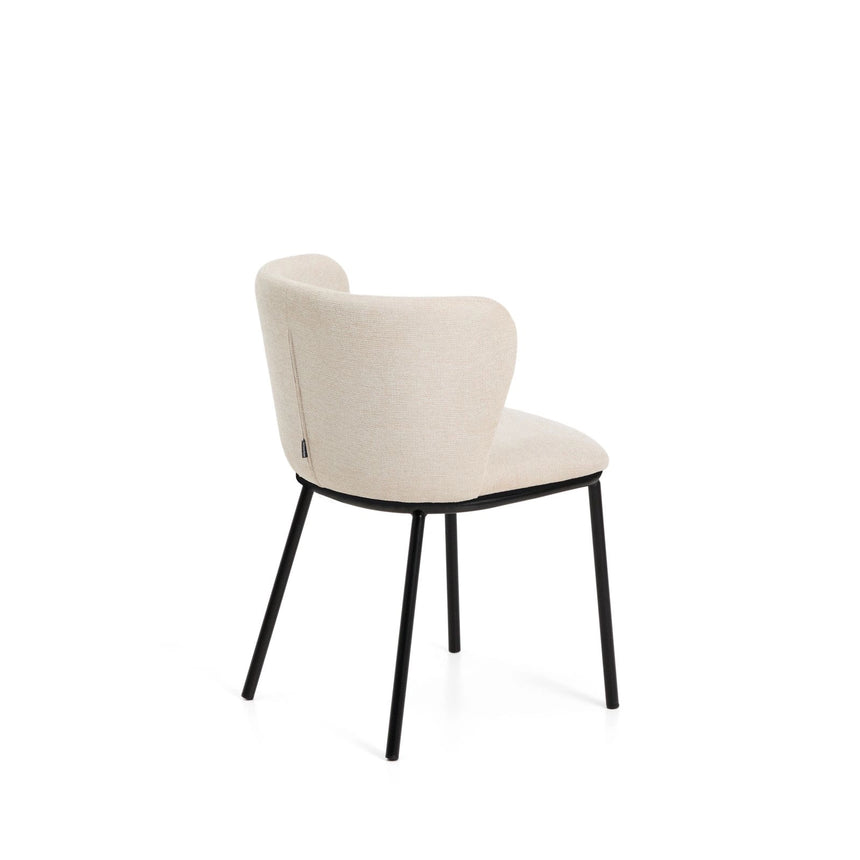 Stuhl Ciselia flammhemmend beige Chenille und Stahlbeinen mit schwarzem Finish, FSC Mix Credit von Kave Home – Bild 5