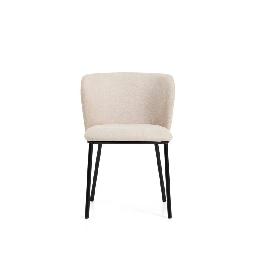 Stuhl Ciselia flammhemmend beige Chenille und Stahlbeinen mit schwarzem Finish, FSC Mix Credit von Kave Home – Bild 6