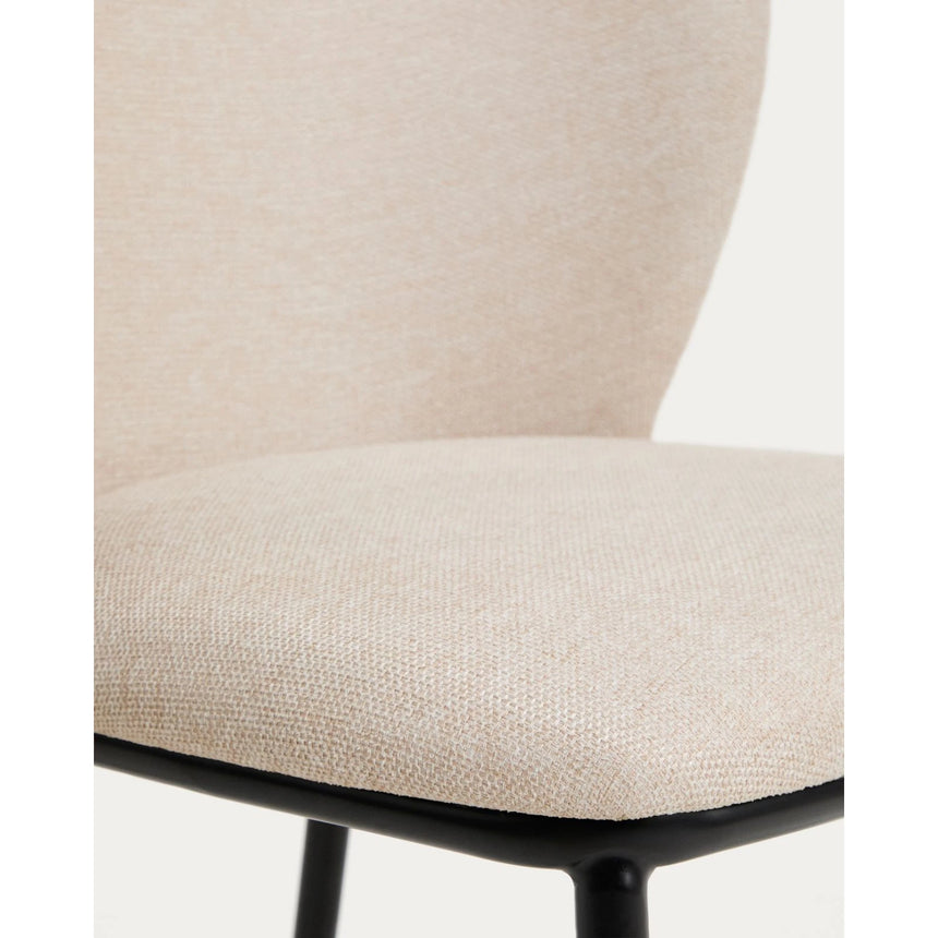 Stuhl Ciselia flammhemmend beige Chenille und Stahlbeinen mit schwarzem Finish, FSC Mix Credit von Kave Home – Bild 8