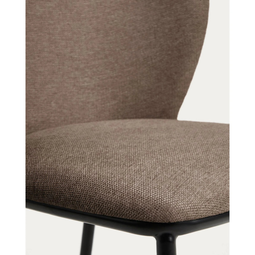 Stuhl Ciselia flammhemmend hellbraune Chenille und Stahlbeinen mit schwarzem Finish, FSC Mix Credit von Kave Home – Bild 7