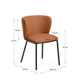 Stuhl Ciselia flammhemmend terrakottafarbener Chenille mit Stahlbeinen mit schwarzem Finish, FSC Mix Credit von Kave Home – Bild 3