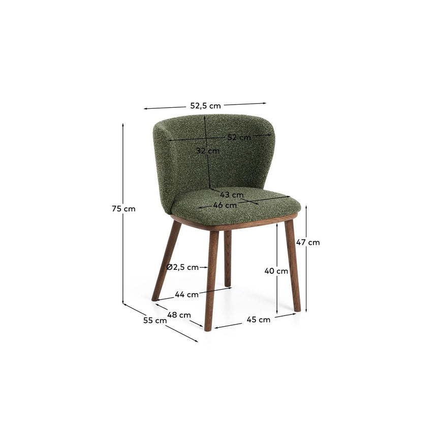 Stuhl Ciselia in dicker Chenille mit Beinen aus Eschenholz oder Stahl , FSC Mix Credit von Kave Home – Bild 4