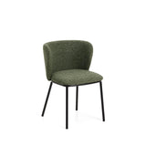 Stuhl Ciselia in dicker, dunkelgrüner Chenille mit Stahlbeinen mit schwarzem Finish, FSC Mix Credit von Kave Home – Bild 1