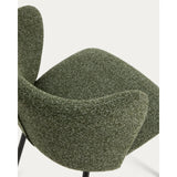 Stuhl Ciselia in dicker, dunkelgrüner Chenille mit Stahlbeinen mit schwarzem Finish, FSC Mix Credit von Kave Home – Bild 10