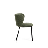 Stuhl Ciselia in dicker, dunkelgrüner Chenille mit Stahlbeinen mit schwarzem Finish, FSC Mix Credit von Kave Home – Bild 5