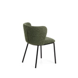 Stuhl Ciselia in dicker, dunkelgrüner Chenille mit Stahlbeinen mit schwarzem Finish, FSC Mix Credit von Kave Home – Bild 6